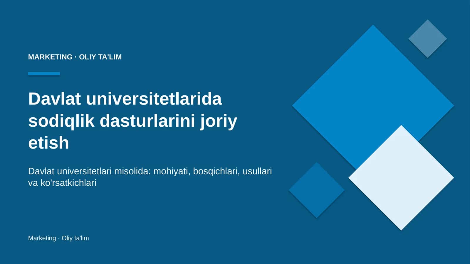 Davlat universitetlarida sodiqlik dasturlarini joriy etish