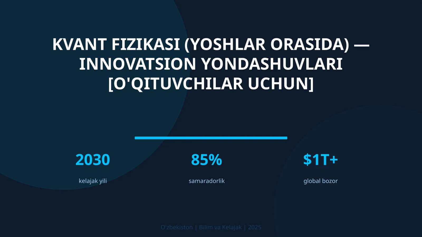 Kvant fizikasi (yoshlar orasida) — innovatsion yondashuvlari [o'qituvchilar uchun]