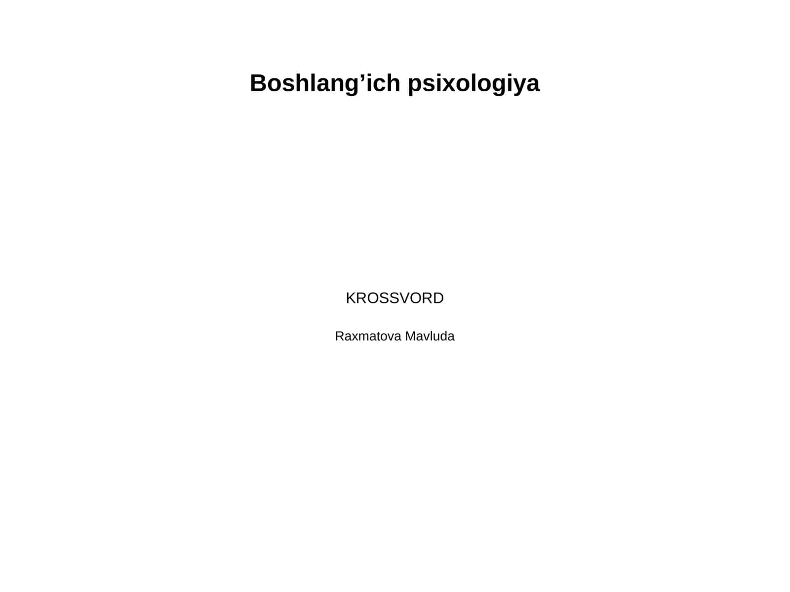 Boshlang’ich psixologiya