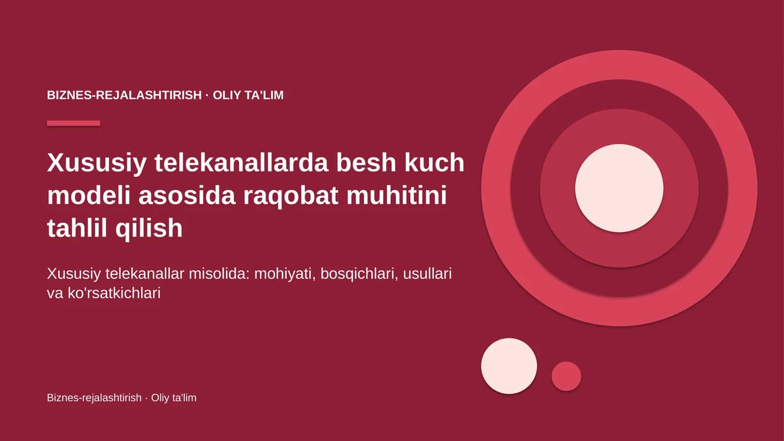 Xususiy telekanallarda besh kuch modeli asosida raqobat muhitini tahlil qilish