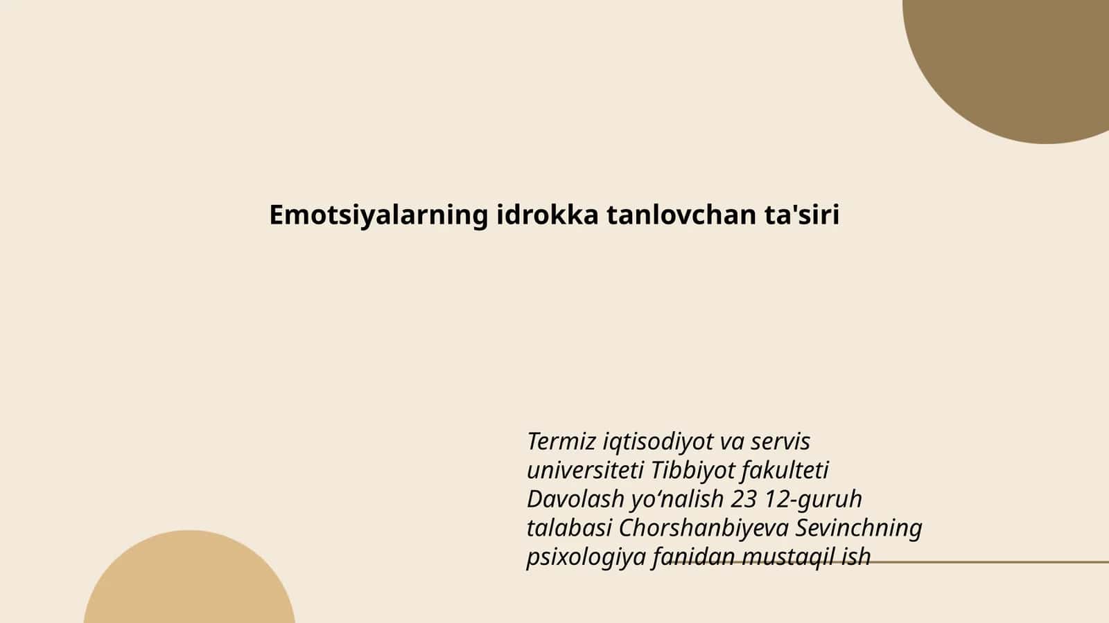 Emotsiyalarning idrokka tanlovchan ta'siri