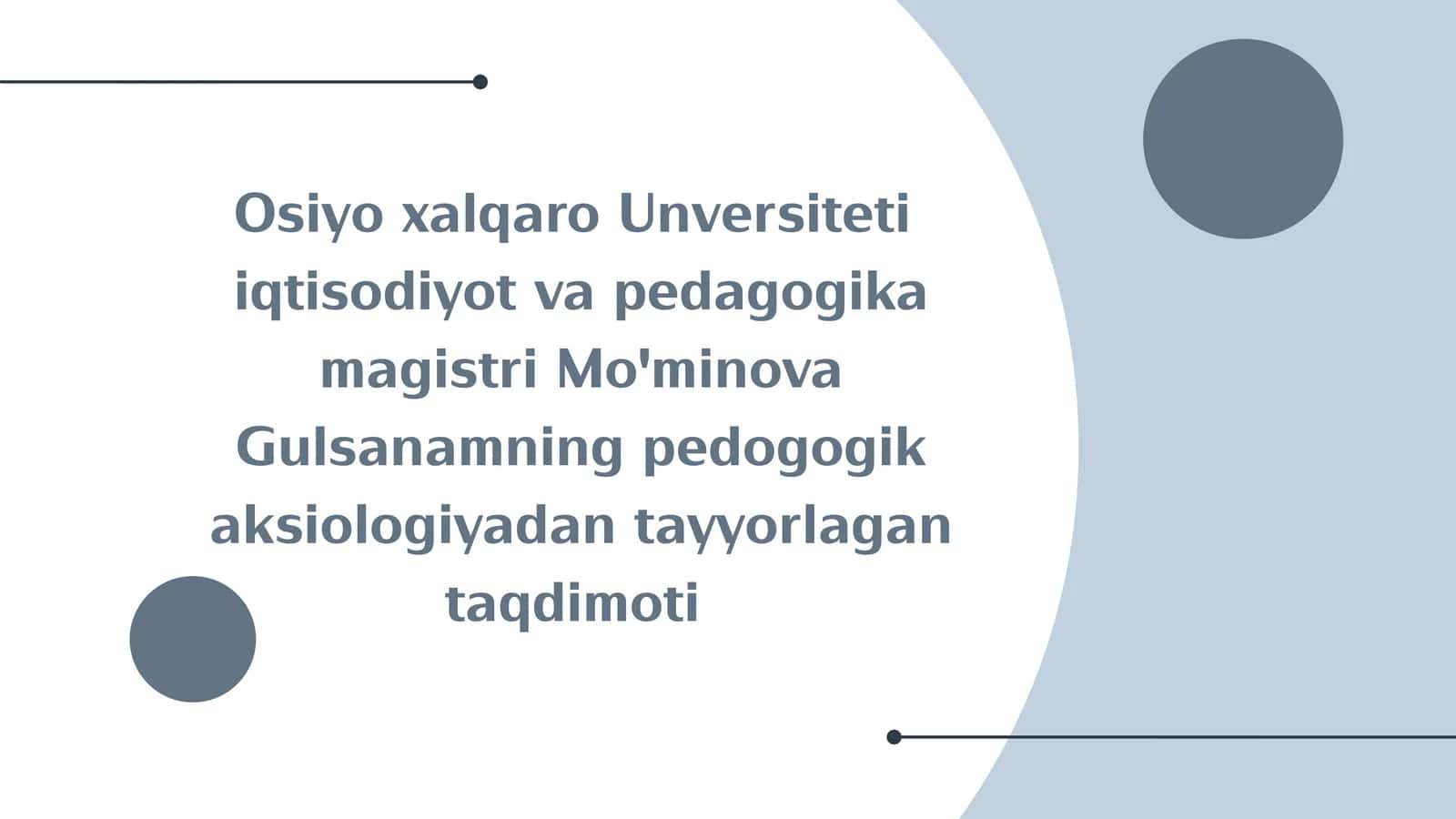 Pedagogik Aksiologiya Tamoyillari