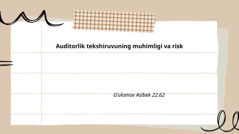 Auditorlik tekshiruvining muhimligi va risk