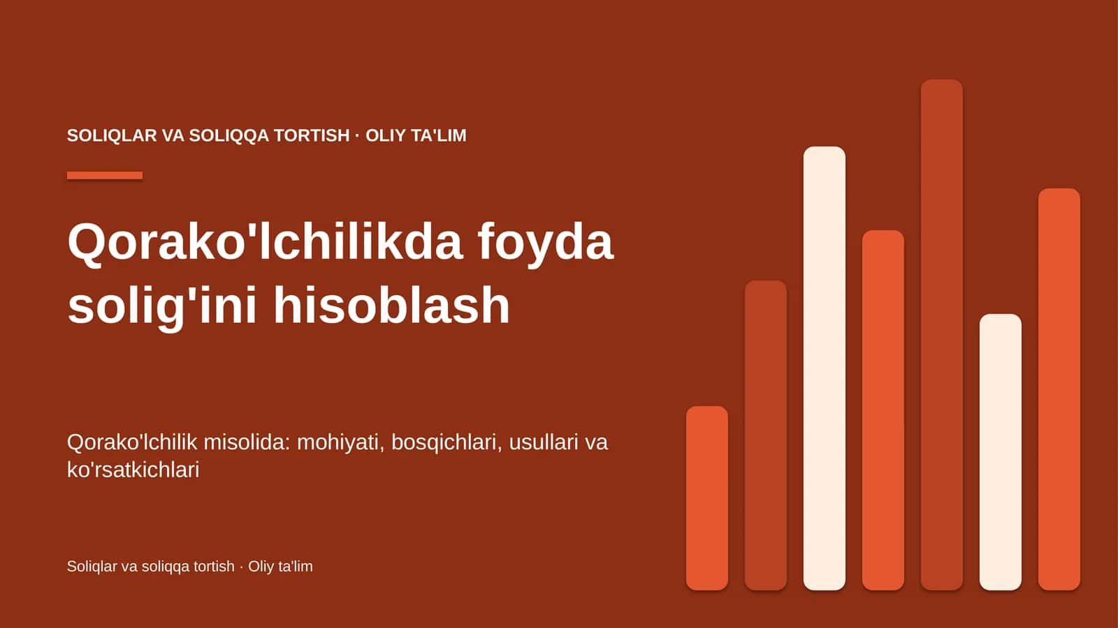 Qorako'lchilikda foyda solig'ini hisoblash