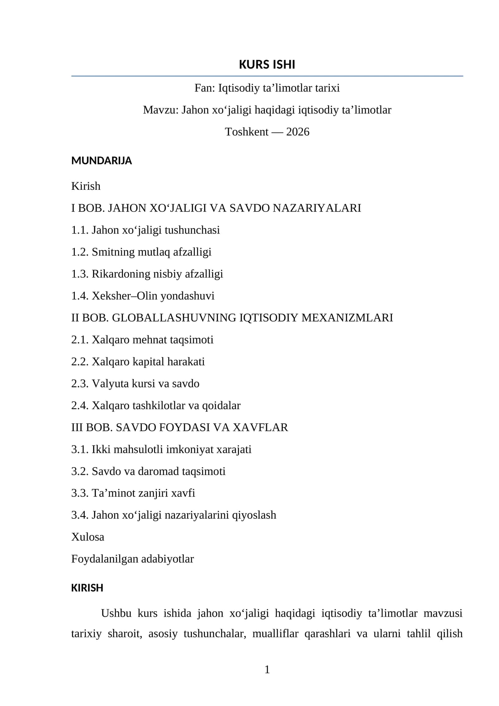 Iqtisodiy ta’limotlar tarixi
