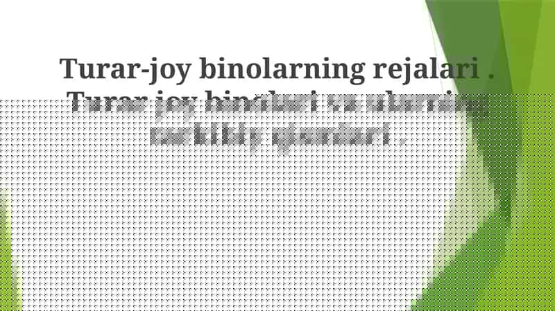 Turar-joy binolarning rejalari