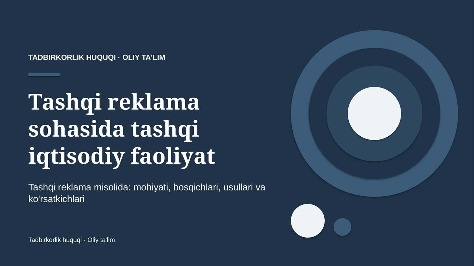 Tashqi reklama sohasida tashqi iqtisodiy faoliyat