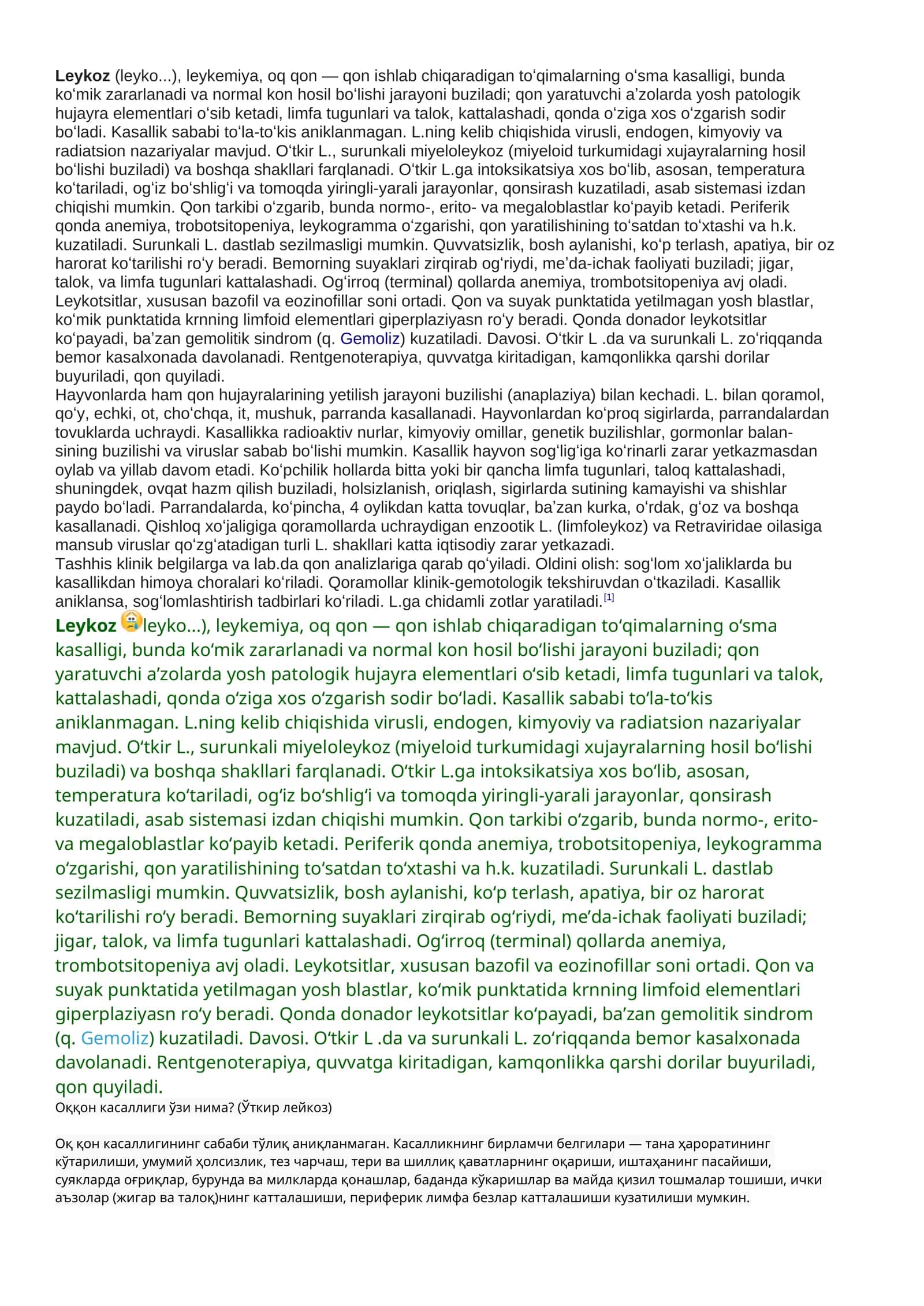 Leykoz Oq qon kasalligi