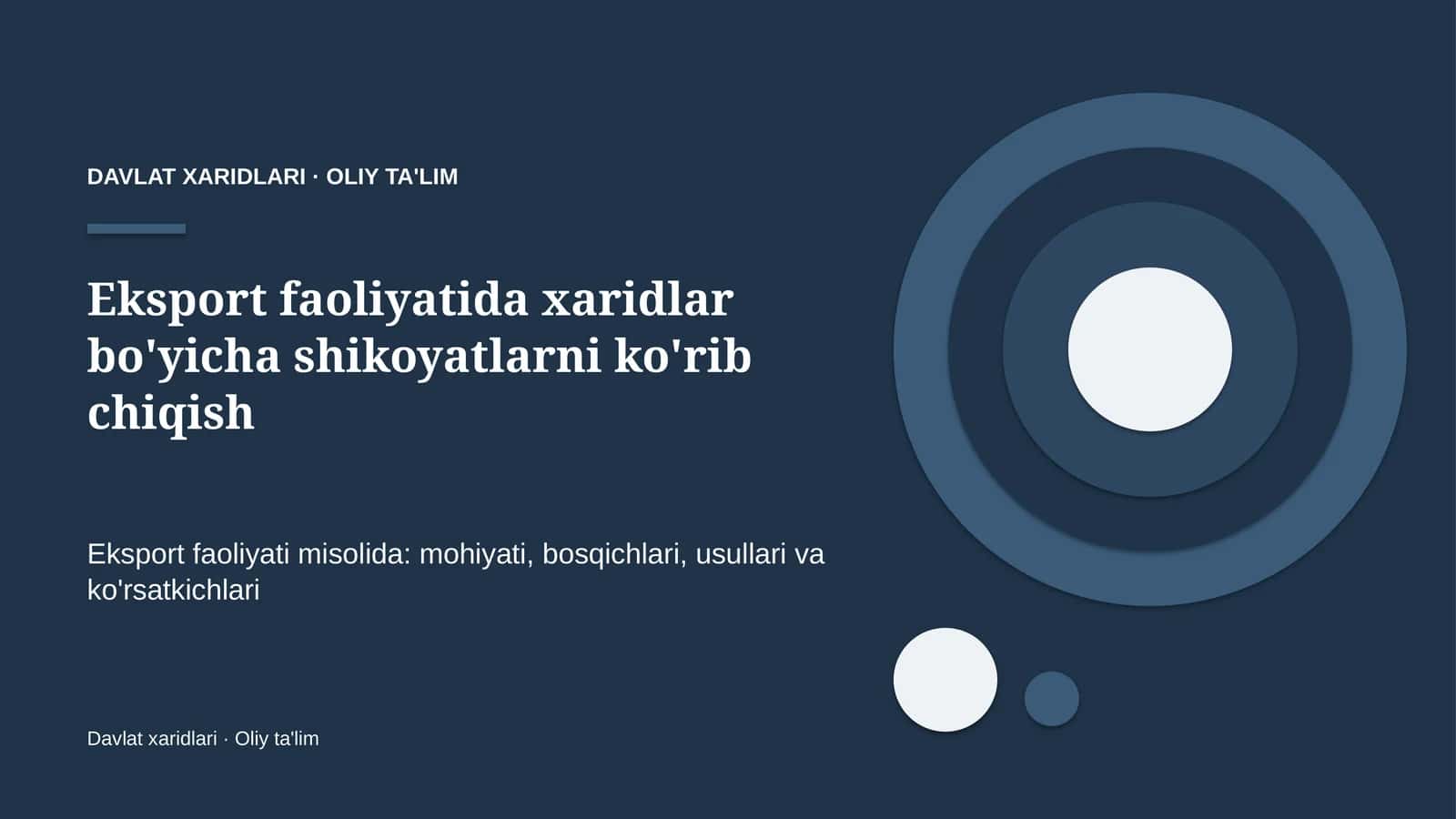 [Eksport faoliyatida xaridlar bo'yicha shikoyatlarni ko'rib chiqish]