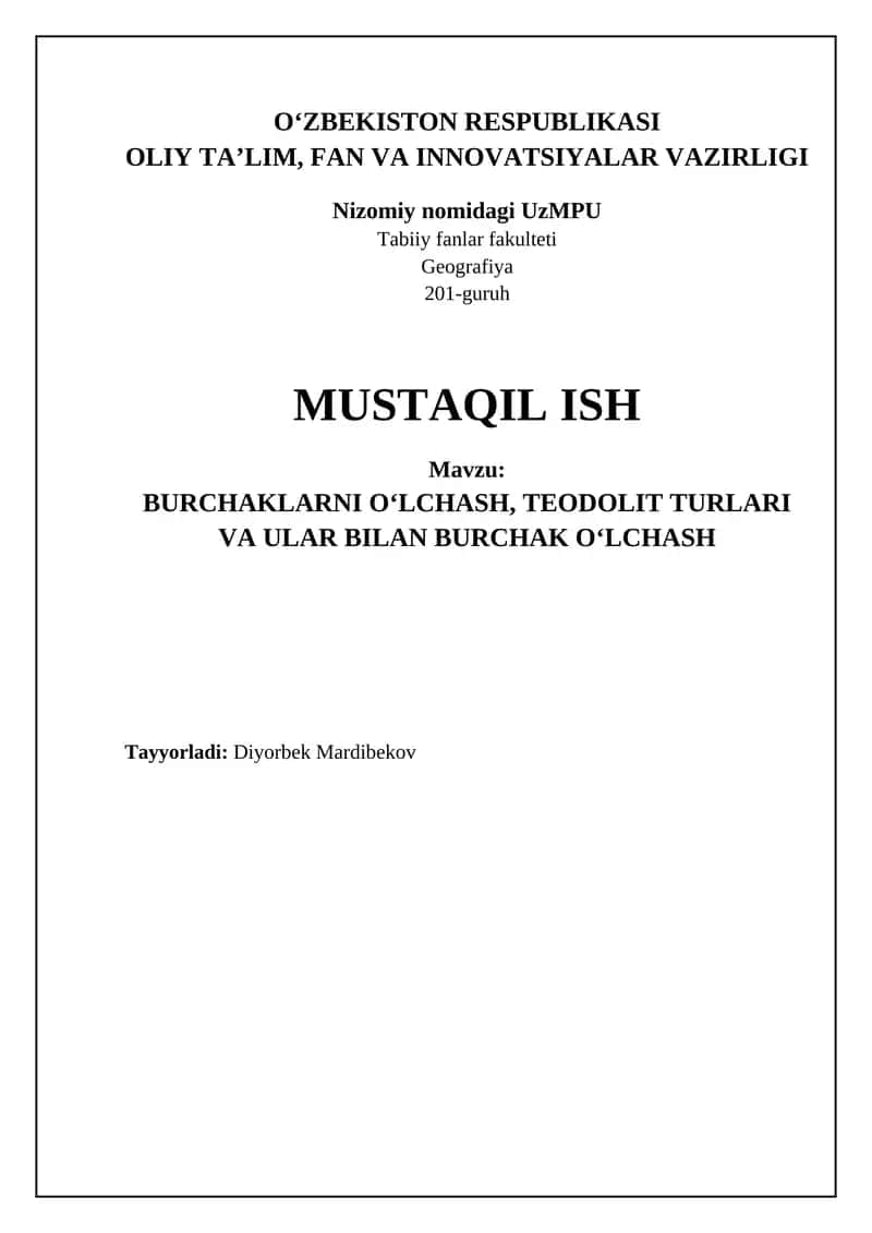 Burchaklarni O'lchash Asoslari va Usullari