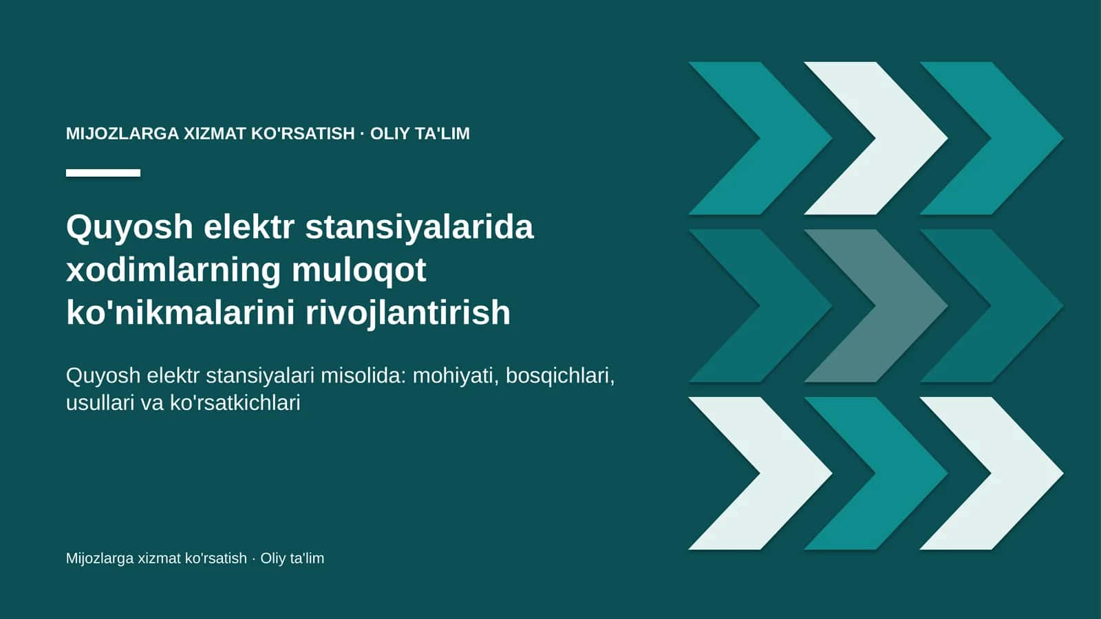 Quyosh elektr stansiyalarida xodimlarning muloqot ko'nikmalarini rivojlantirish
