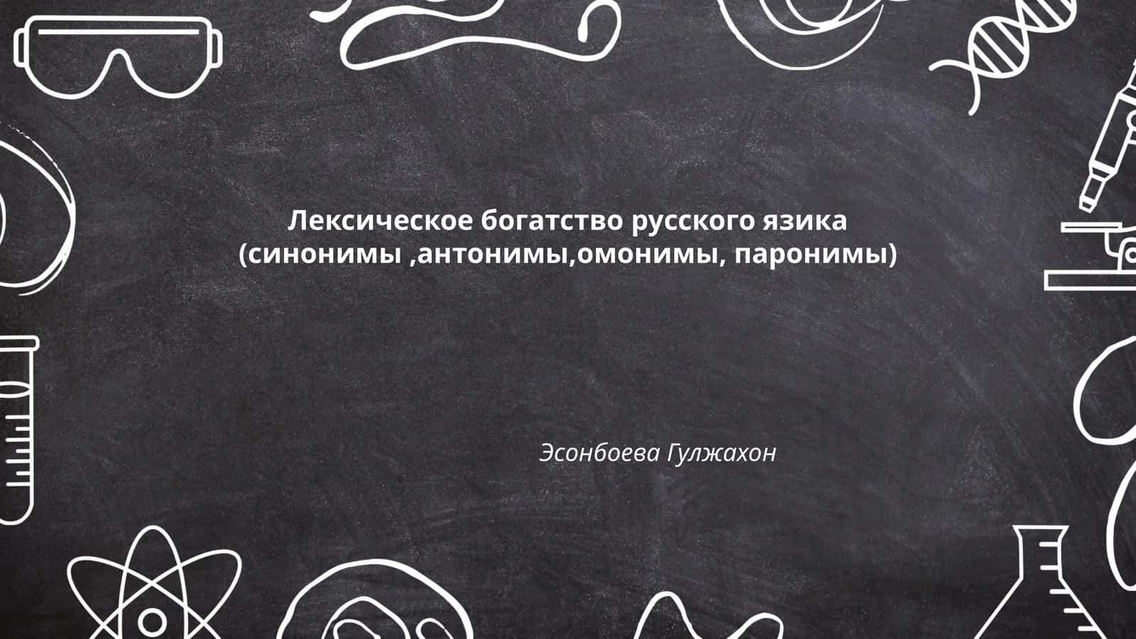 Лексическое богатство русского язика (синонимы,антонимы,омонимы, паронимы)