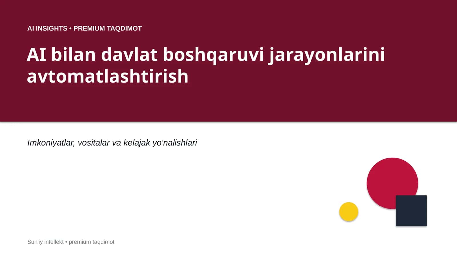 AI bilan davlat boshqaruvi jarayonlarini avtomatlashtirish