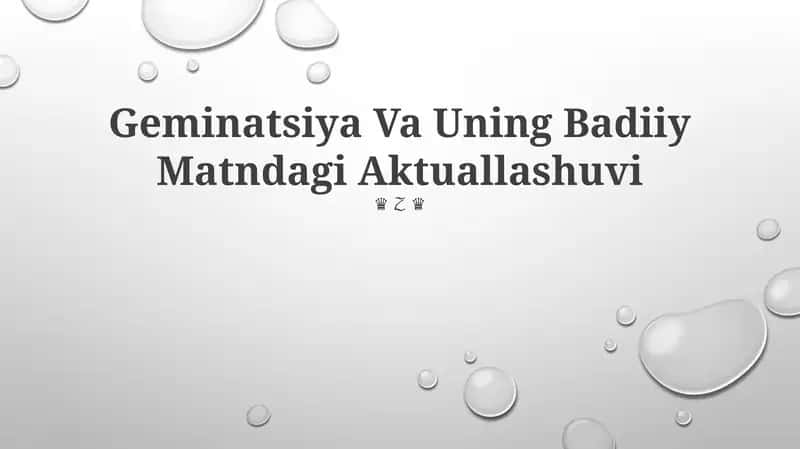 Geminatsiya Va Uning Badiiy Matndagi Aktuallashuvi