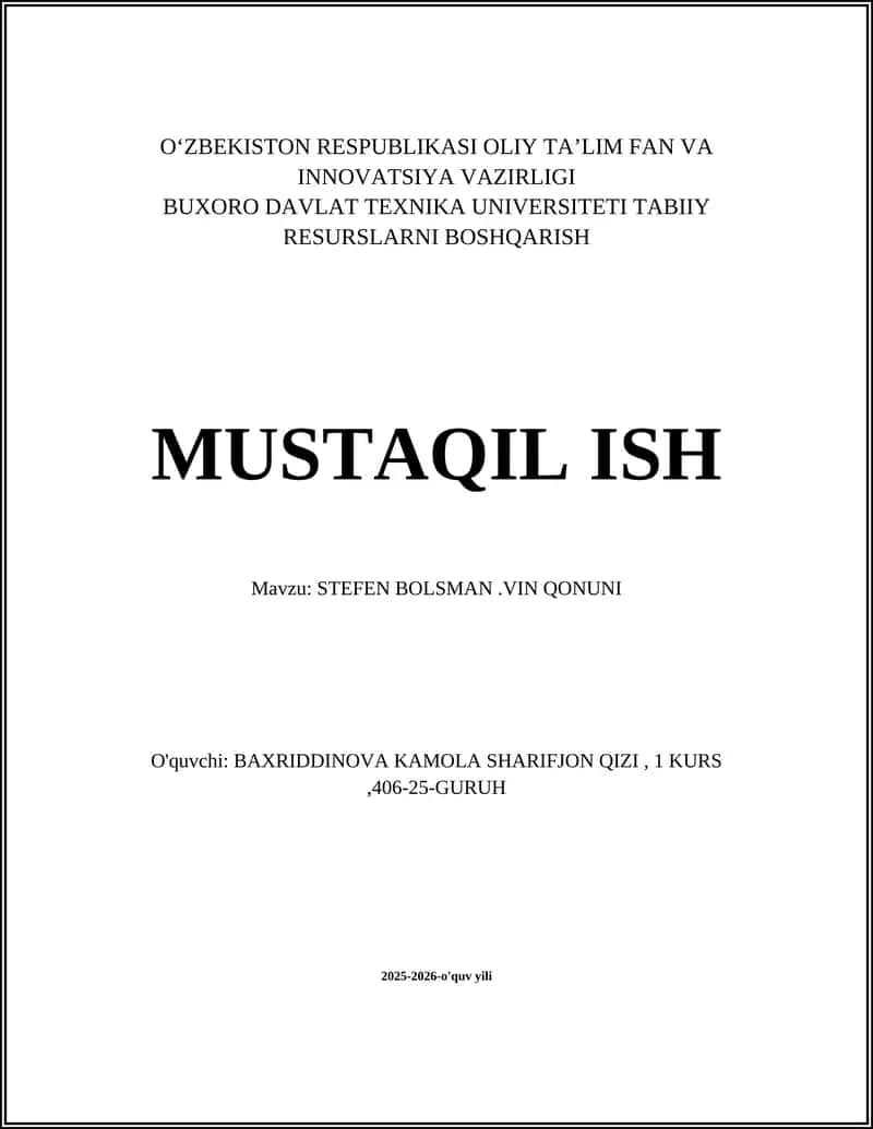 STEFEN BOLSMAN.VIN QONUNI
