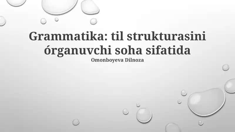 Grammatika: til strukturasini órganuvchi soha sifatida