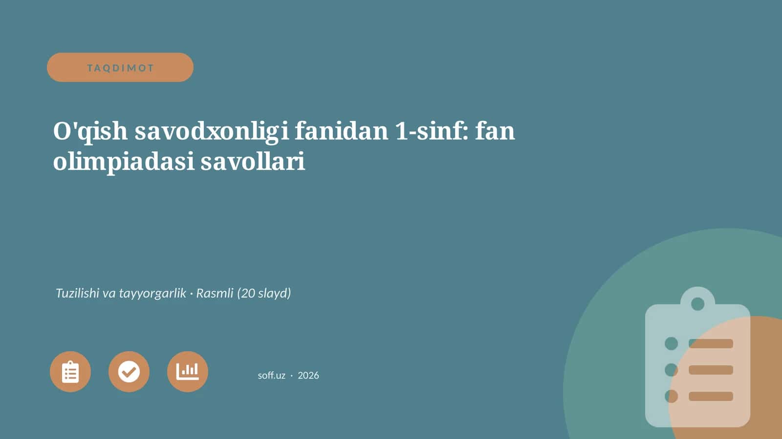 O'qish savodxonligi fanidan 1-sinf: fan olimpiadasi savollari
