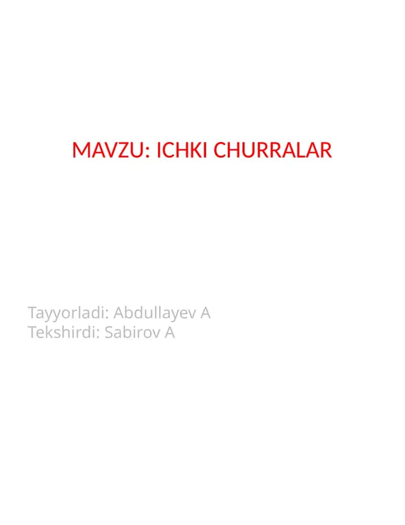 ICHKI CHURRALAR