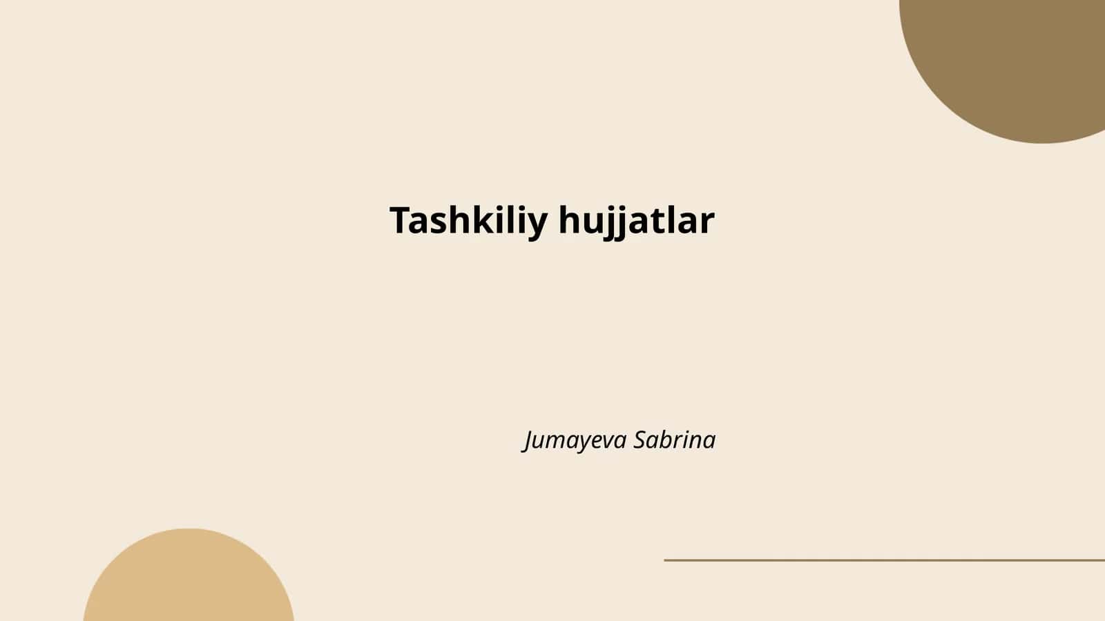 Tashkiliy hujjatlar