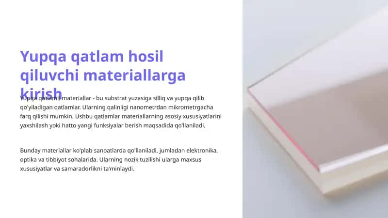Yupqa qatlam hosil qiluvchi materiallarga kirish