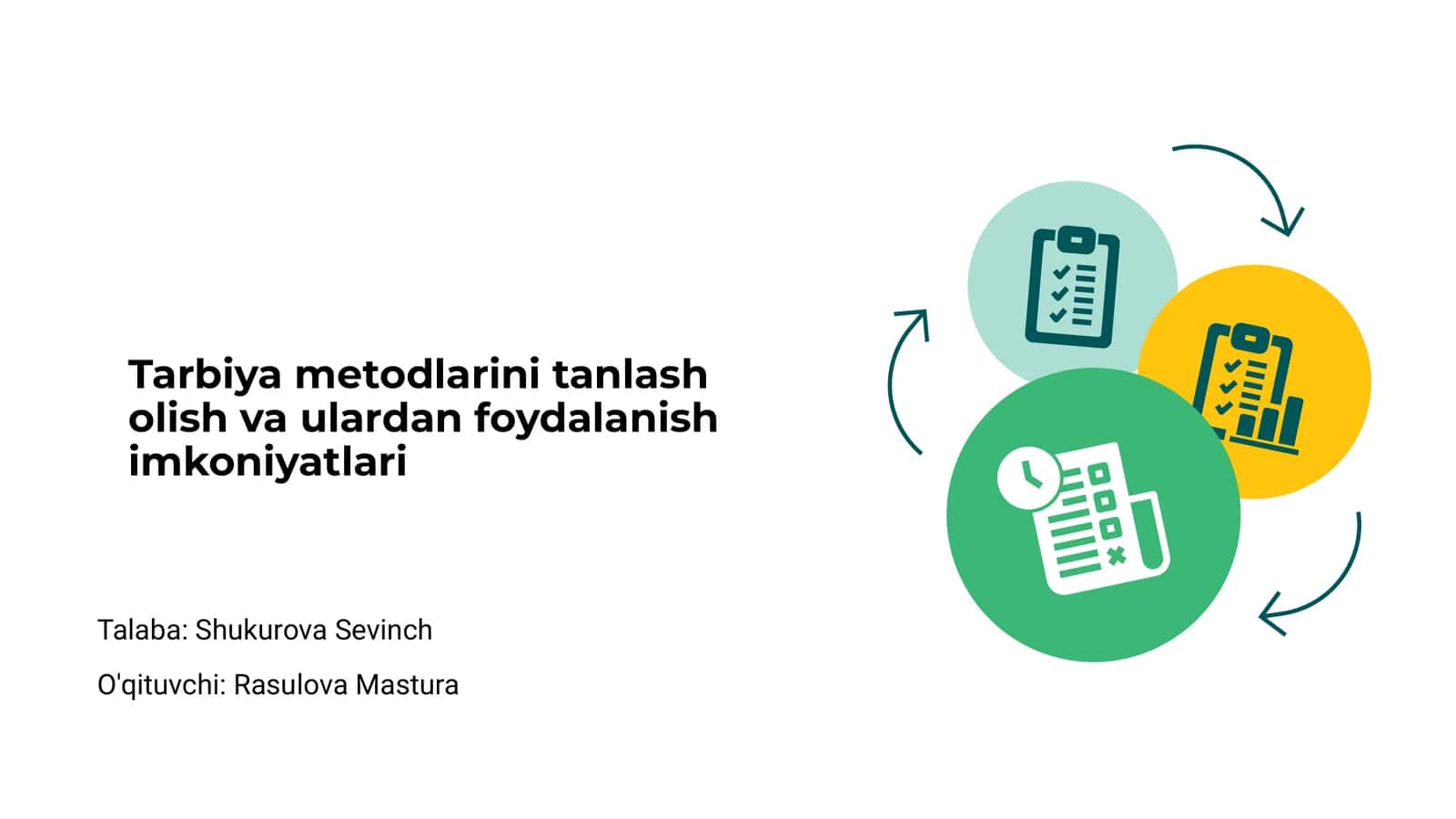 Tarbiya metodlarini tanlash olish va ulardan foydalanish imkoniyatlari