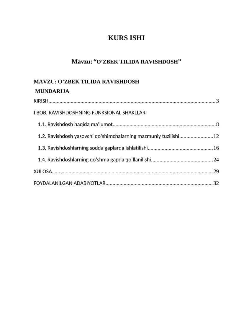 O’ZBEK TILIDA RAVISHDOSH