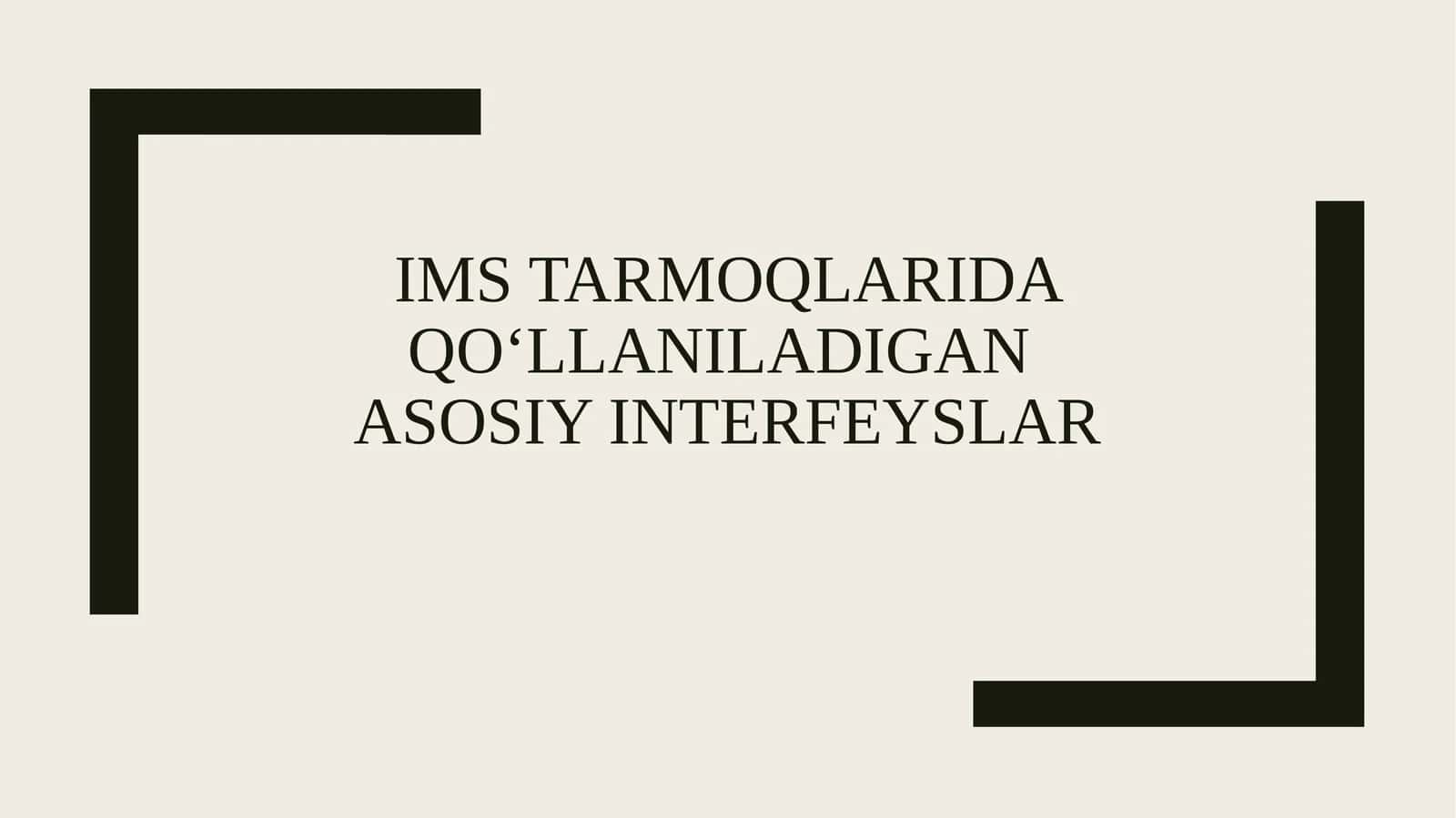 IMS tarmoqlarida qo‘llaniladigan asosiy interfeyslar