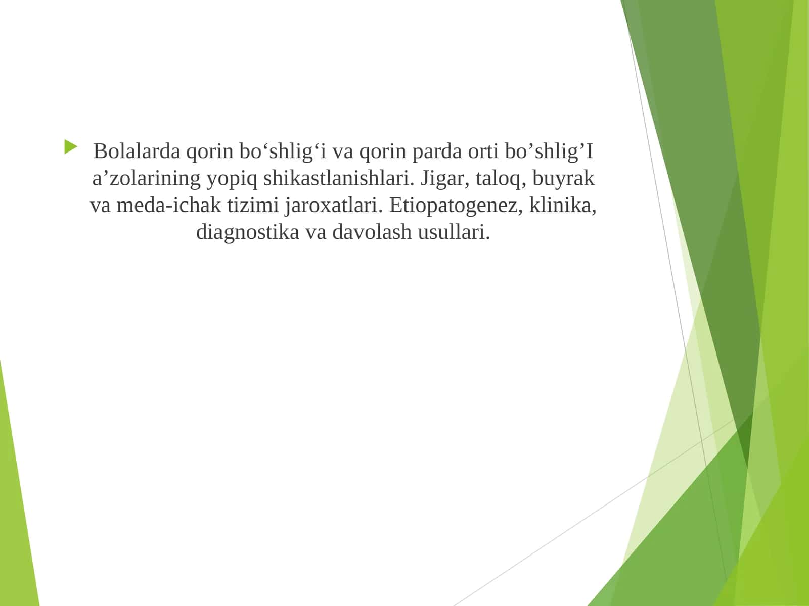 Jigar, taloq va meda-ichak tizimi jaroxatlari