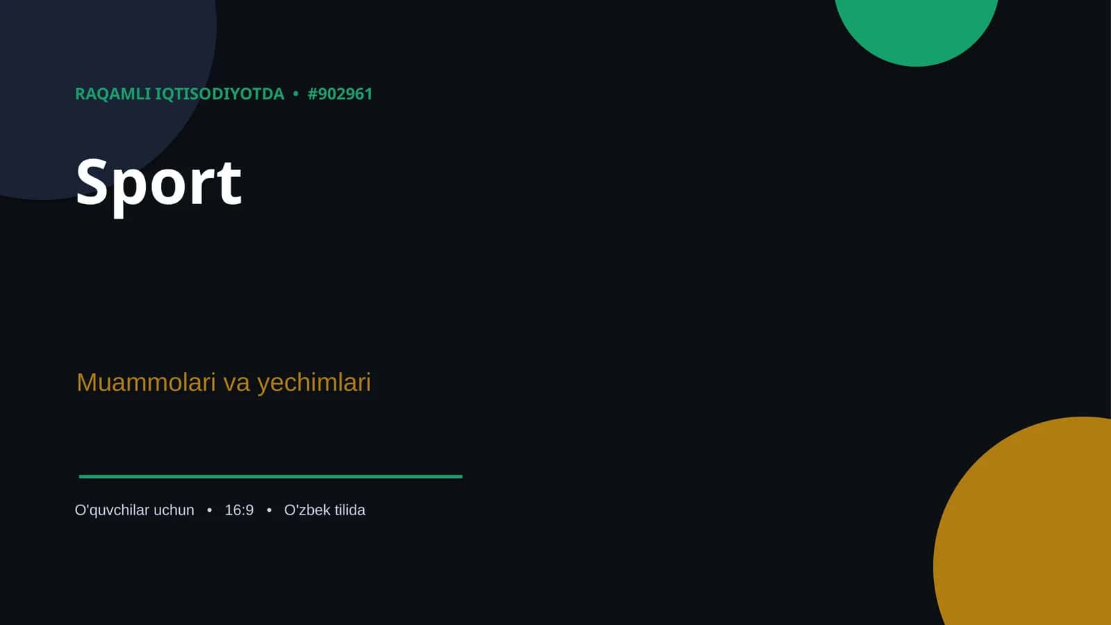Sport Muammolari va yechimlari