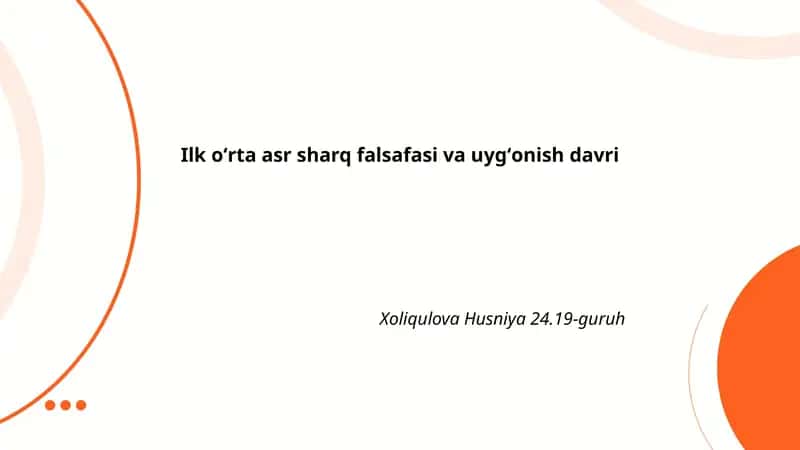 Ilk oʻrta asr sharq falsafasi va uygʻonish davri
