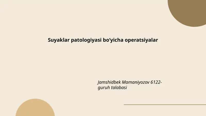 Suyaklar patologiyasi boʻyicha operatsiyalar