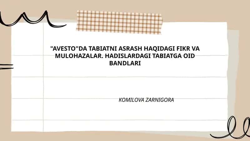 Tabiatni Asrash Haqidagi Fikr va Mulohazalar
