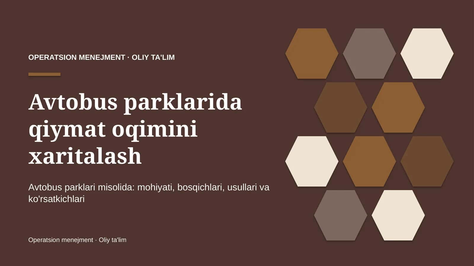 Avtobus parklarida qiymat oqimini xaritalash