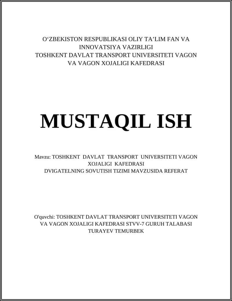 DVIGATELNING SOVUTISH TIZIMI REFERAT