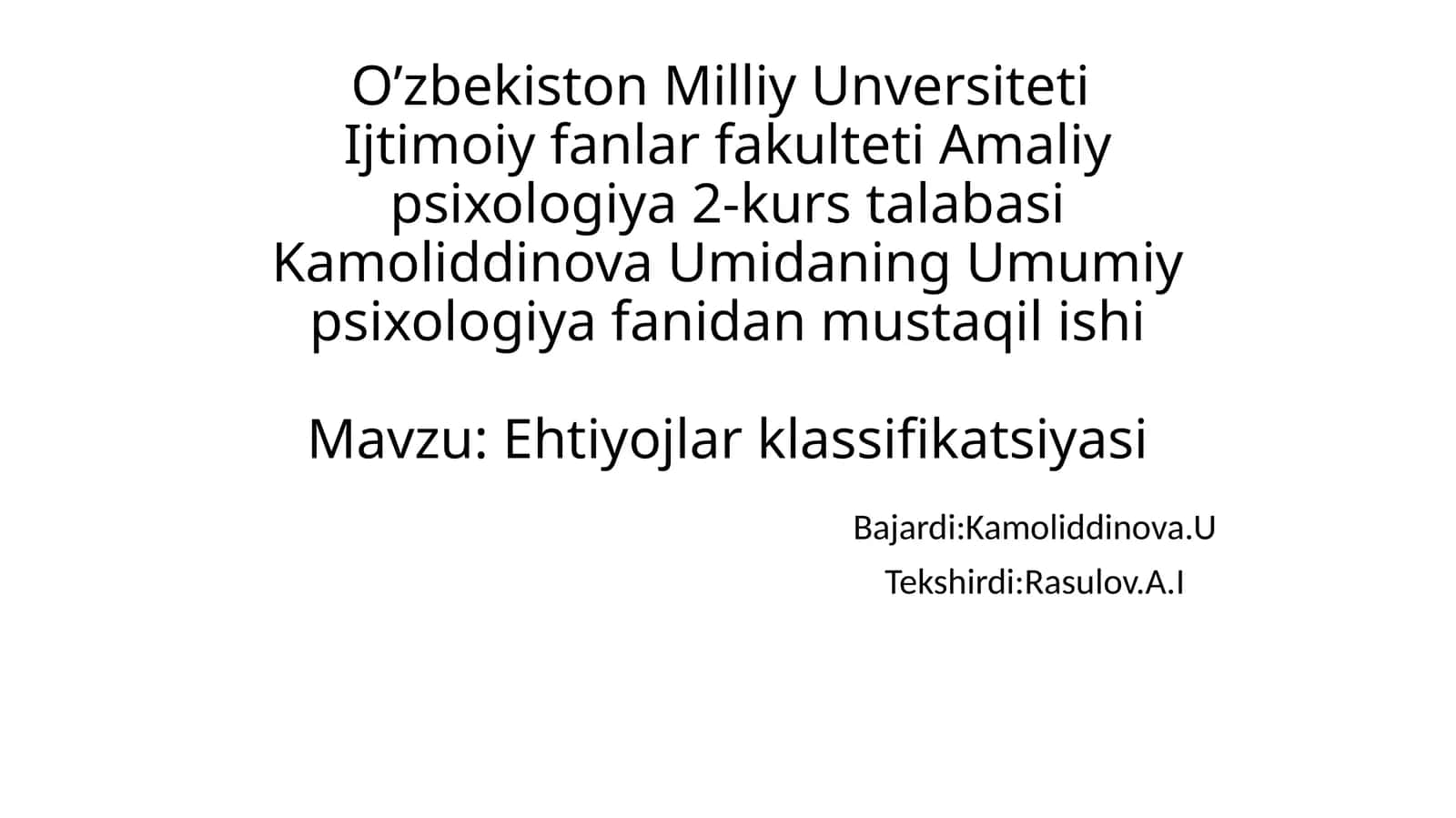 Ehtiyojlar klassifikatsiyasi