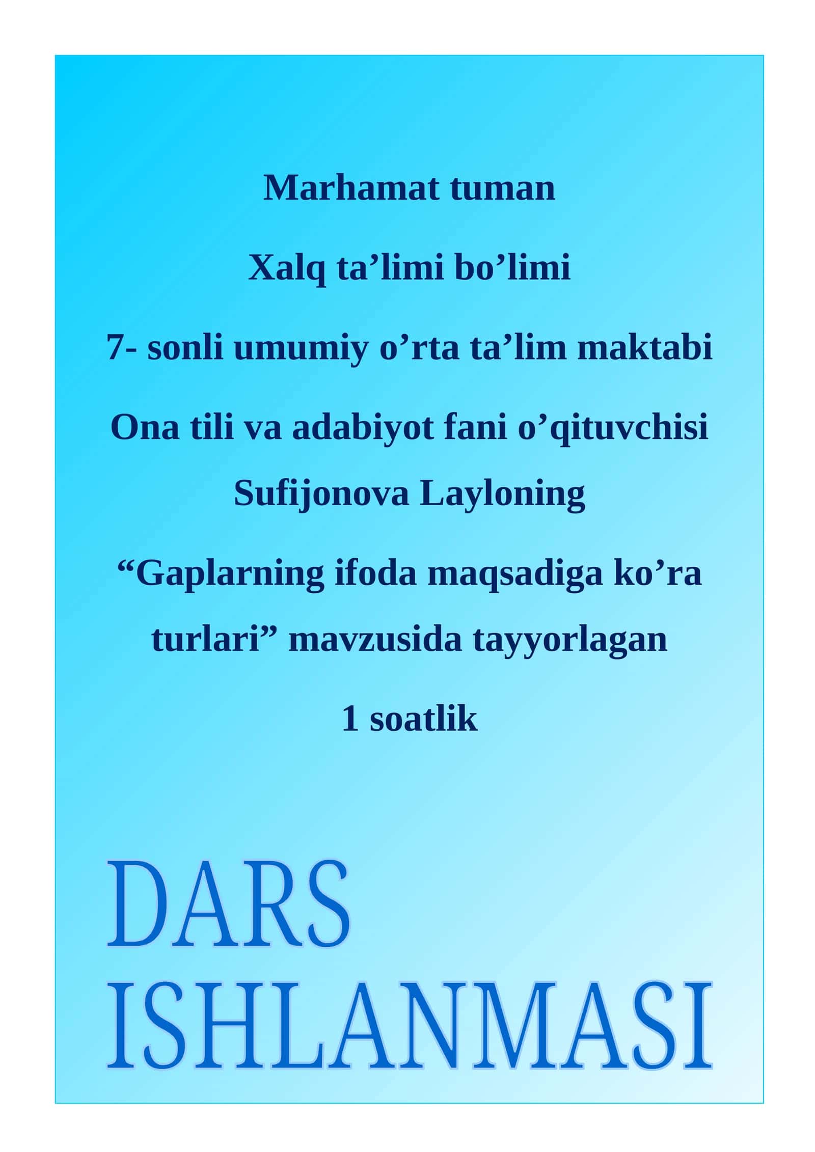 Gaplarning ifoda maqsadiga ko’ra turlari