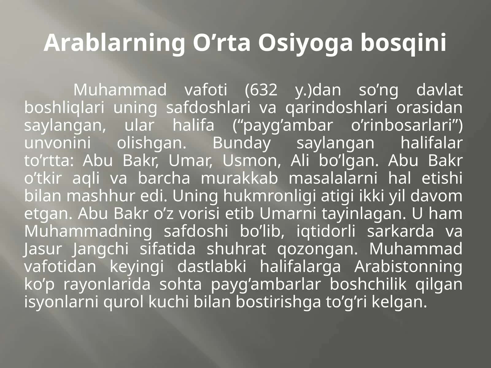 ArablarningO’rtaOsiyogabosqini