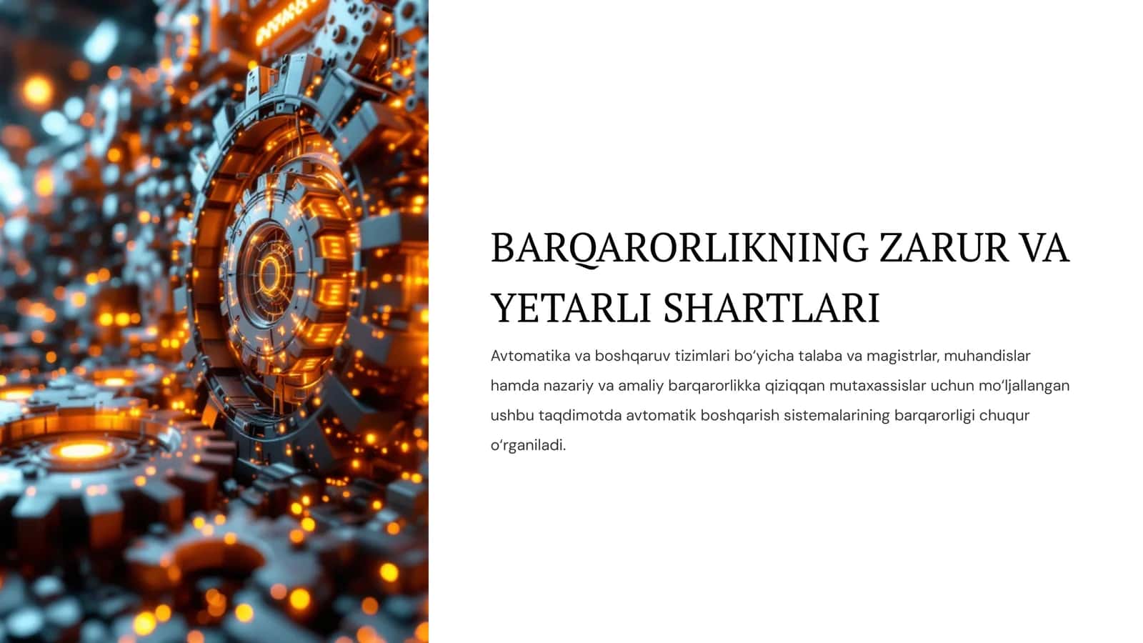 BARQARORLIKNING ZARUR VA YETARLI SHARTLARI