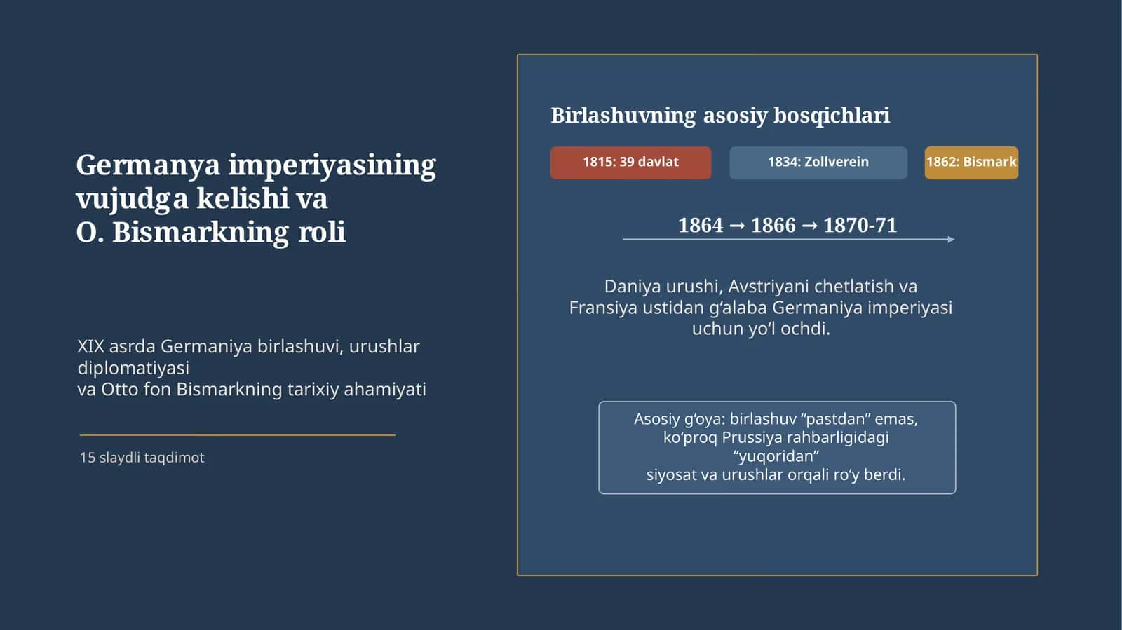 O. Bismark va Germaniya birlashuvi