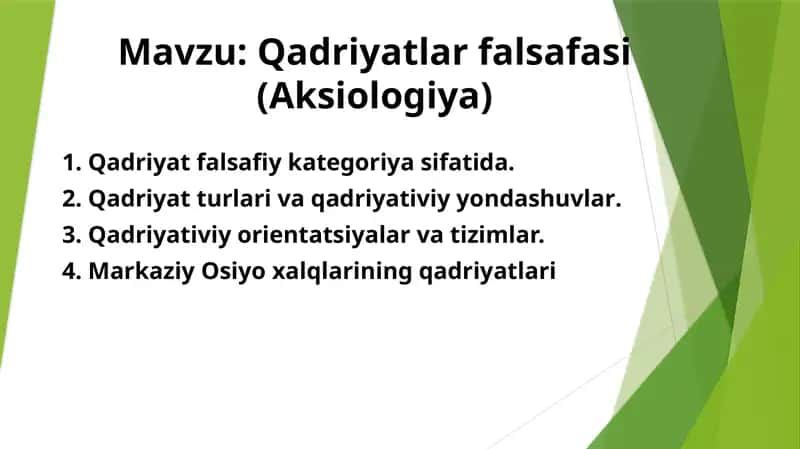 Qadriyatlar falsafasi (Aksiologiya)