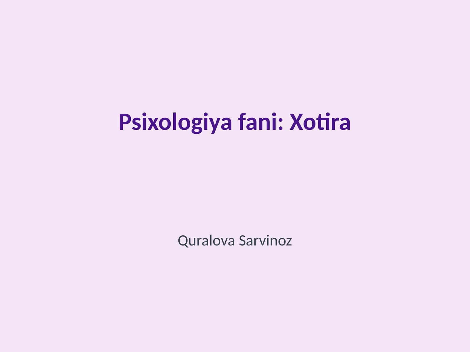 Psixologiya fani: Xotira