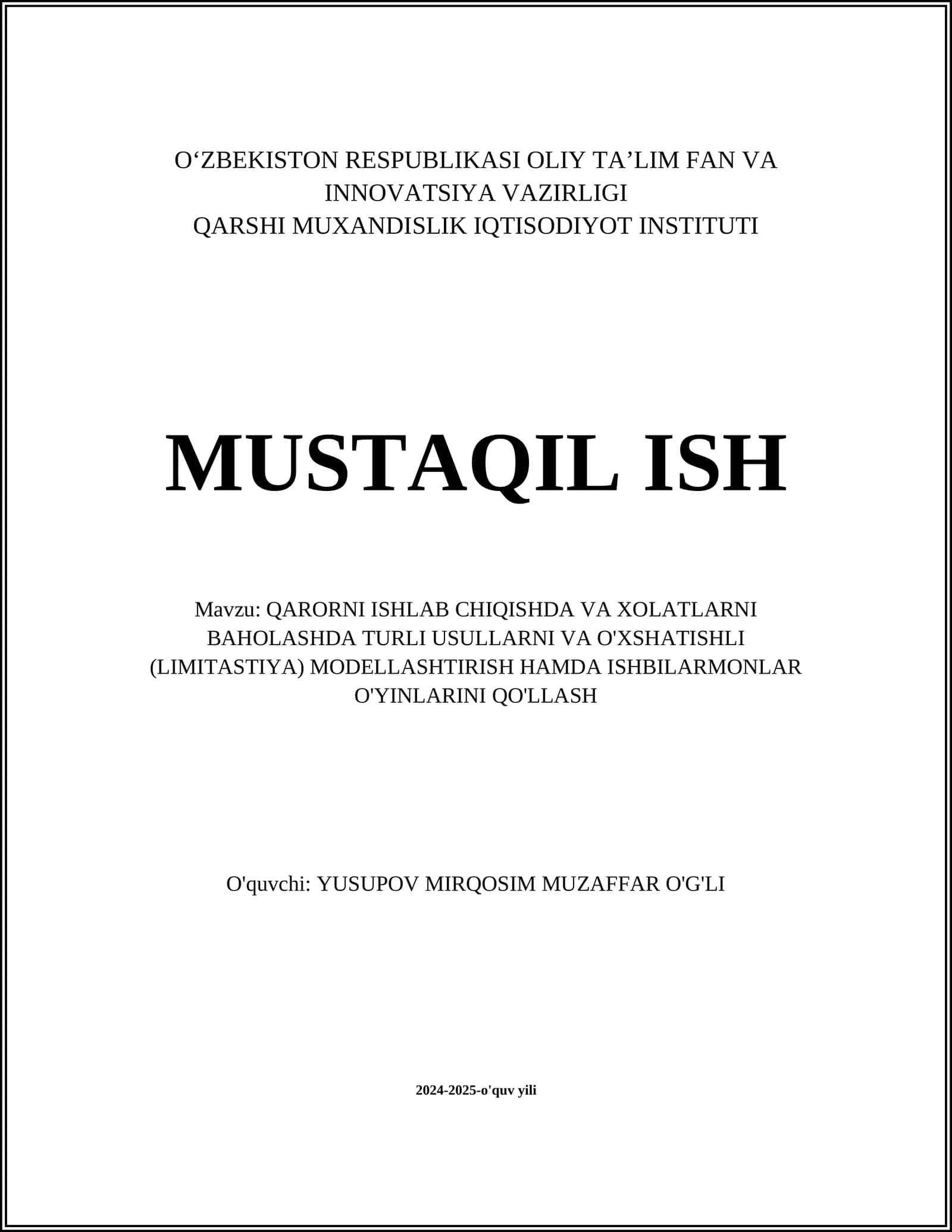 O‘xshatishli modellashtirish asoslari