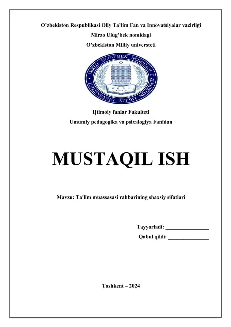 Ta'lim muassasasi rahbarining shaxsiy sifatlari