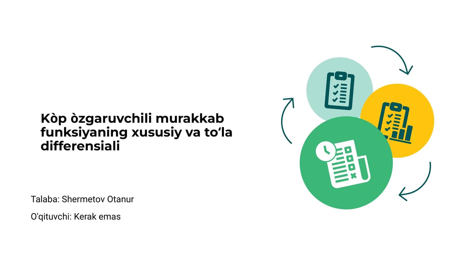 Kòp òzgaruvchili murakkab funksiya