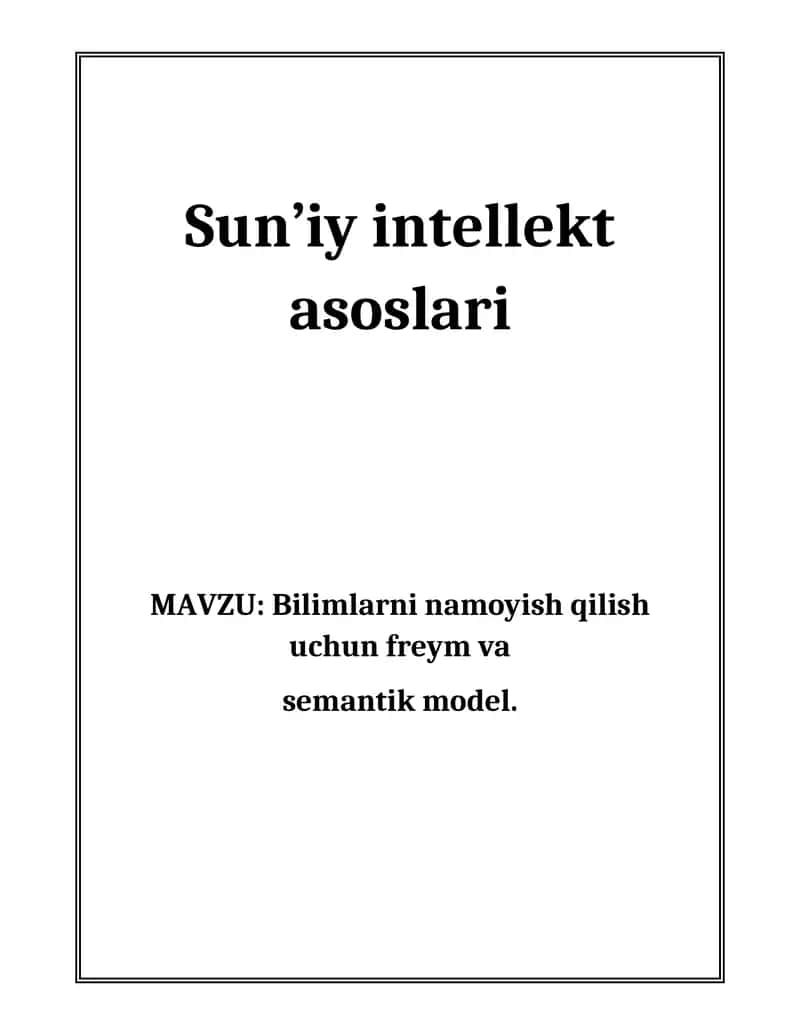 Sun’iy intellekt asoslari