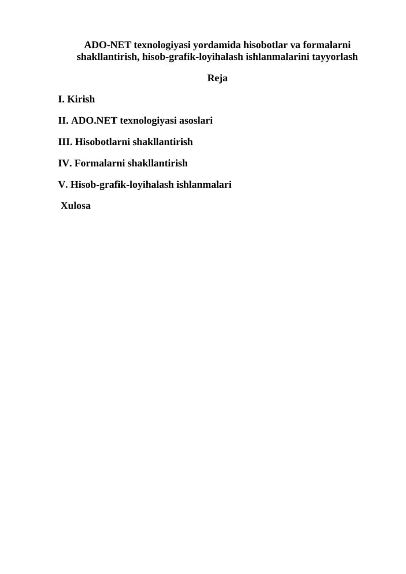 ADO.NET texnologiyasi