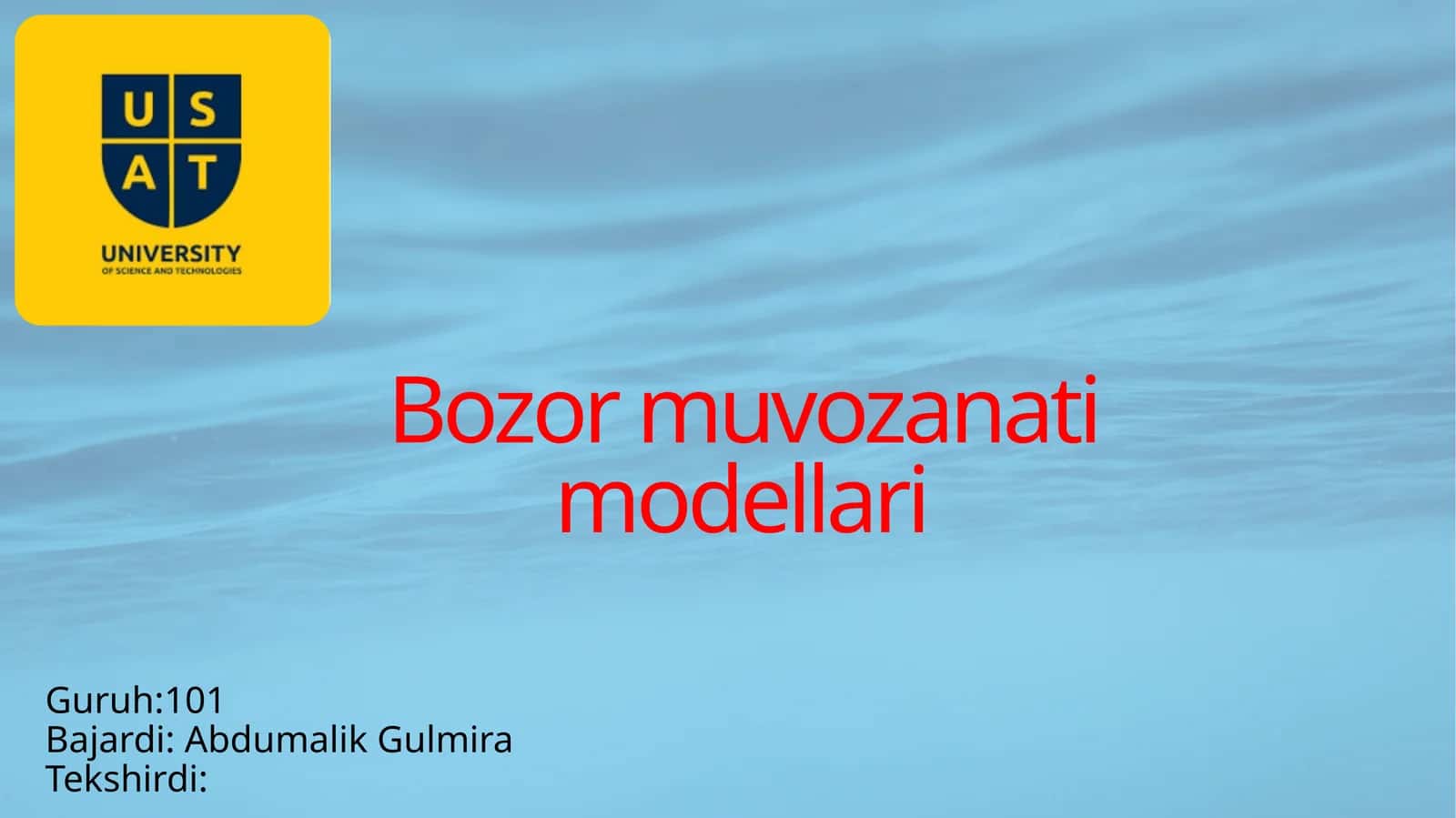 Bozor muvozanati modellari