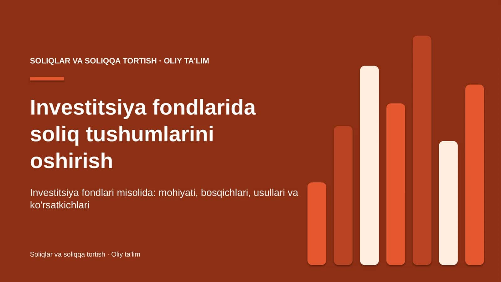 Investitsiya fondlarida soliq tushumlarini oshirish
