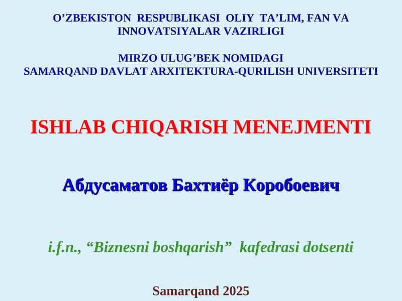 Ishlab chiqarish menejmenti