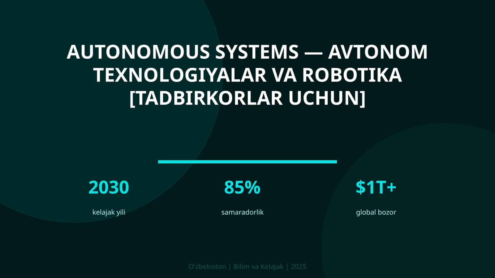 Autonomous Systems — avtonom texnologiyalar va robotika [tadbirkorlar uchun]